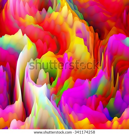 art abstract fractal wave autumn blurred background in gold, yellow, red, fuchsia, pink and orange colors; seamless pattern; 3d effect