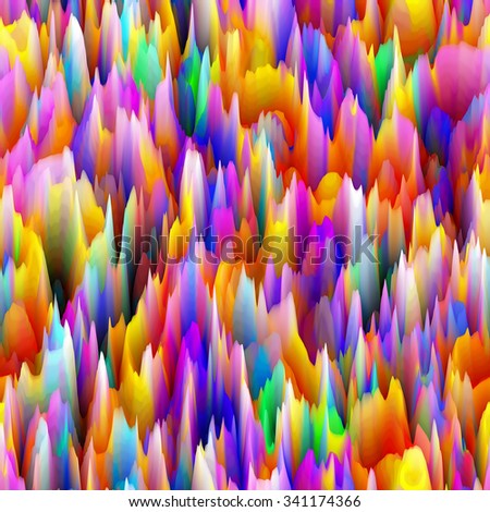 art abstract fractal wave  blurred background in rainbow, fuchsia and gold colors; seamless pattern; 3d effect