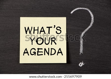 What is your agenda note with a big chalk question mark on blackboard.