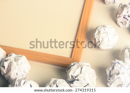 Paper Balls with blank white board for your edit.