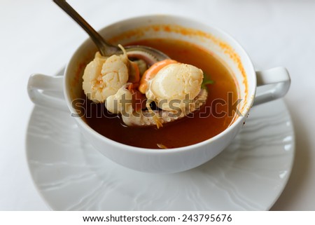 tom yam soup with seafood, spicy soup