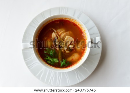 tom yam soup with seafood, spicy soup