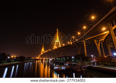 Industrial circle bridge at night , Bhumibol bridge