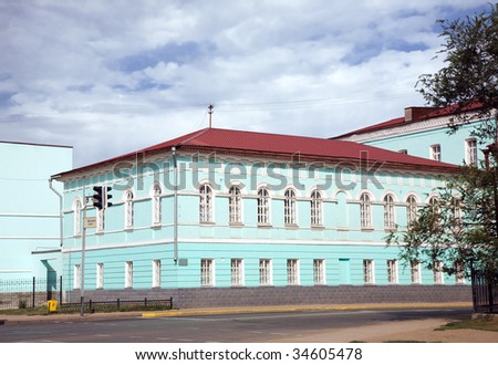 Soviet architecture of building at Uralsk Kazakhstan