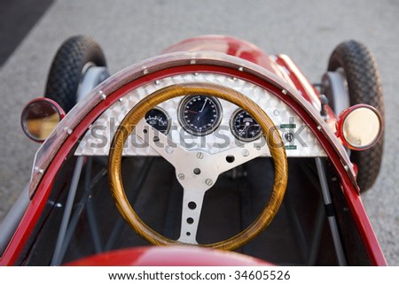 An old racing car cockpit