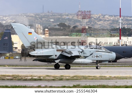 Luqa, Malta September 28, 2009: Luftwaffe Panavia Tornado IDS departs from Malta after participating in the Malta International Airshow the previous 2 days.