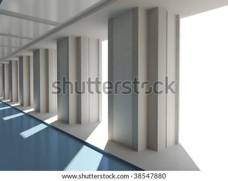 Building interior with colonnade. For other similar images from the series, please, check my portfolio.