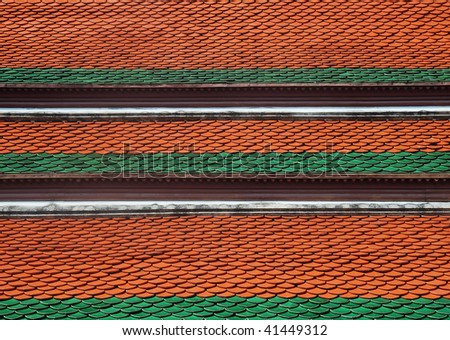 Bright orange and green roof  detail