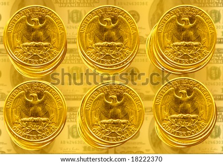 close up shot of  American quarter dollars