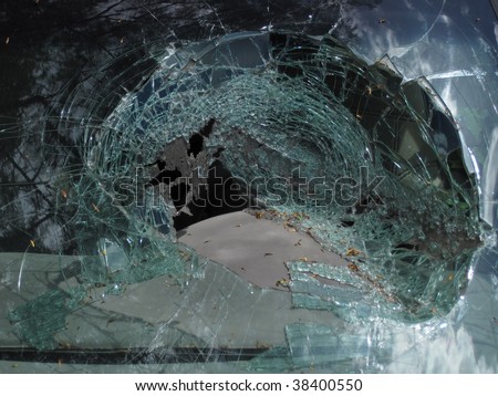 an image of a broken car window
