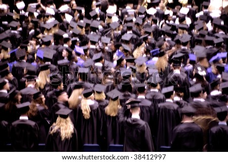 an image of students at graduation ceremony (motion blur)