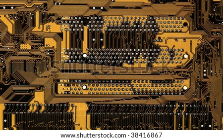close up shot of a yellow computer circuitboard