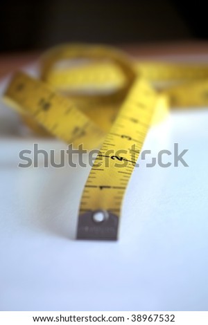 close up shot of a measuring tape on white