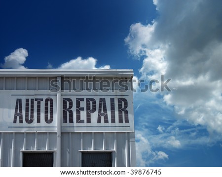 an image of auto repair shop with sky