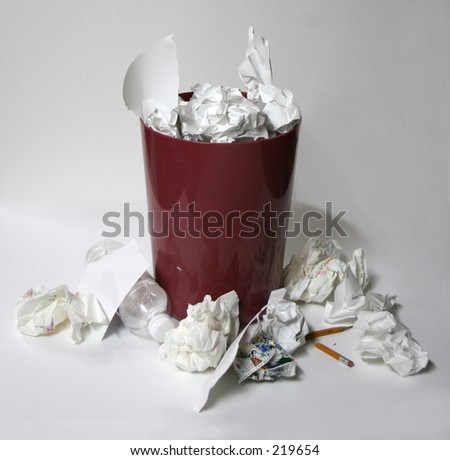 overflowing waste basket