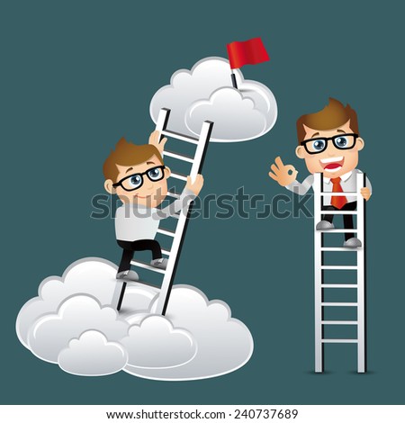 People Set - Business -Businessmen climbing on ladder to be success
