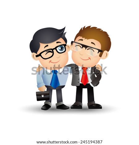 People Set - Business - Two businessman holding each other\'s shoulder in teamwork