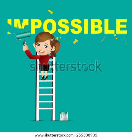 People Set - Business - Businesswoman erasing the word impossible