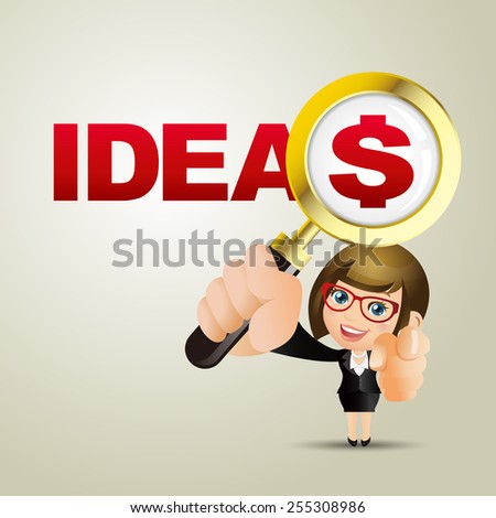 People Set - Business - Businesswoman. Ideas and dollar