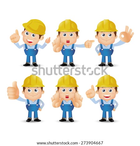 People Set - Profession - Set of builder character in different poses