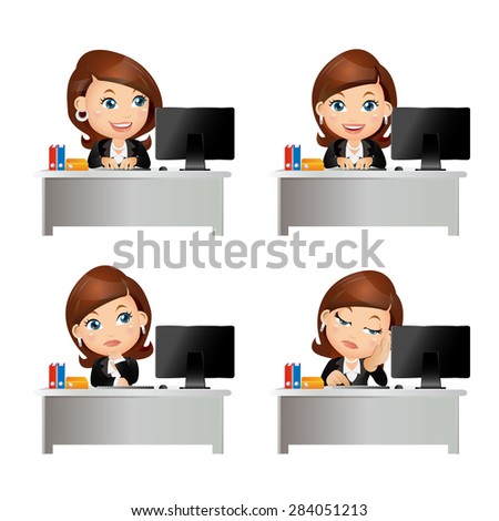 People Set - Business - Businesswomen sitting on desk