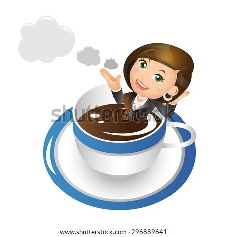 People Set - Business - Businesswoman relaxing and thinking in coffee cup