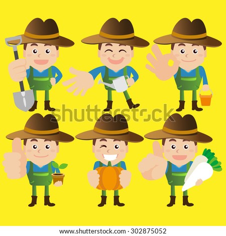 People Set - Profession - Farmer characters in different poses