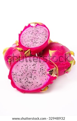 Light speckeld flesh and bright pink skin of the Dragon fruit