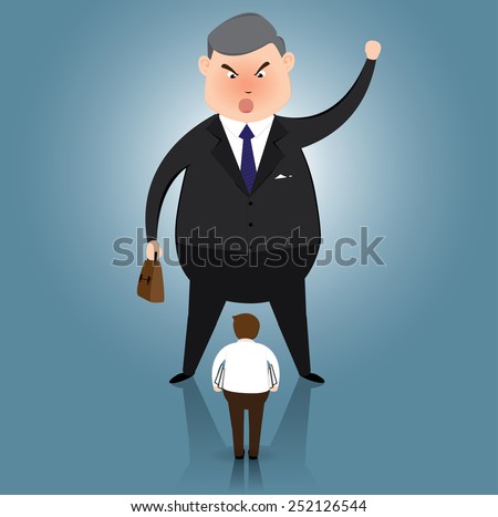 Big boss yelling at small worker, cartoon business concept vector - Stock  Image - Everypixel