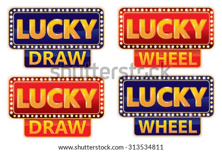 Lucky Draw/Lucky Wheel Typographic On Glowing Banner Stock Vector