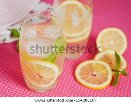 Refreshing lemonade with mint leaves