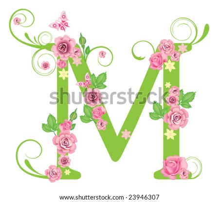 Logo Design Alphabet on Letter M With Roses For Design Stock Vector 23946307   Shutterstock