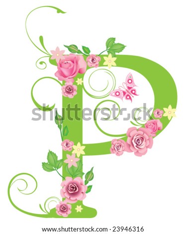 Logo Design Letter on Letter P With Roses For Design Stock Vector 23946316   Shutterstock