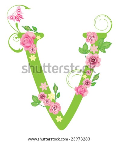 Logo Design Letter on Letter V With Roses For Design Stock Vector 23973283   Shutterstock