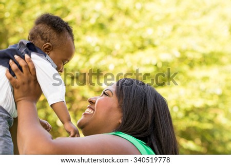 African American Mother and son