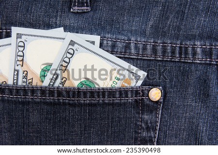 money : jeans with american moneys in pocket