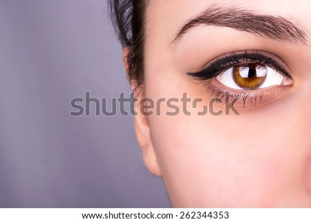 Part of female face with eye make-up