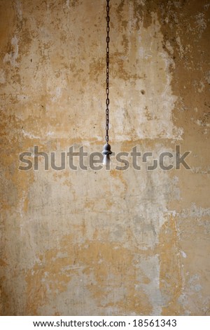 a single hanging light bulb