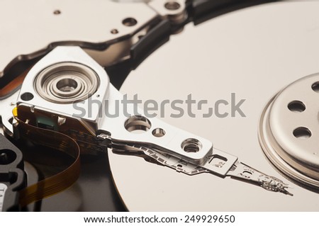 Macro image of hard disk drive.