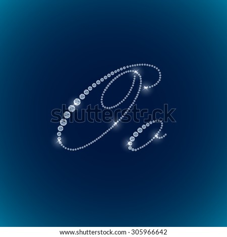 Shiny diamond alphabet letters blue background
