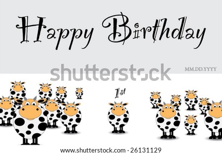 Cow Birthday Card Template Stock Vector 26131129 : Shut