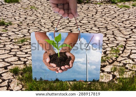 Green returns to nature,people, ecology, biology and environment concept,hand holding board and green tree
