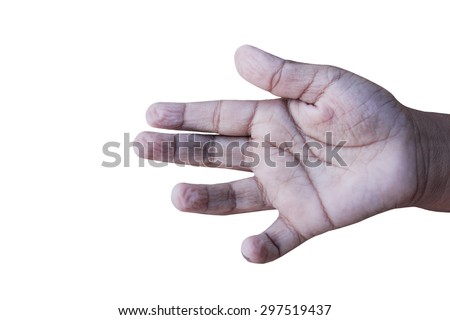 hand kid wrinkled from be immersed in water