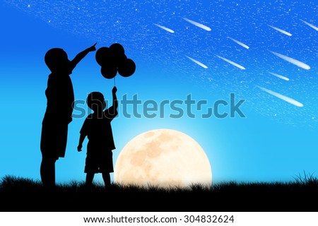 Silhouette of the Brothers see star on the sky