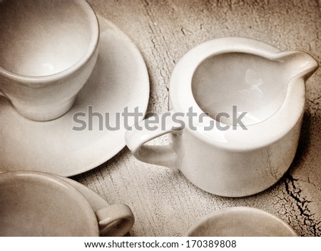 textured old paper background with dishes