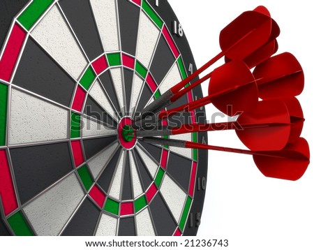 darts hitting directly in bulls eye