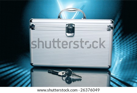 metallic case with lock and keys