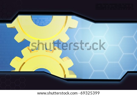 Gears background with techno grid