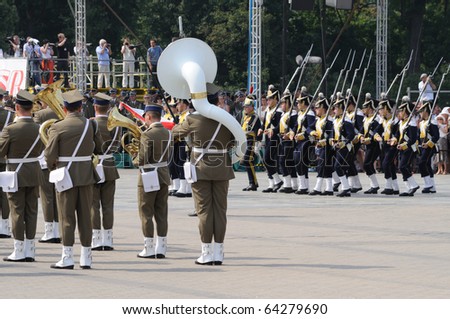 WARSAW - AUGUST 15: Ceremonial guard during celebrations of the Polish Armed Forces Day August 15, 2010 in Warsaw, Poland.