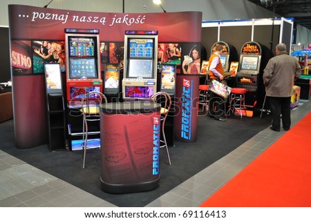 WARSAW - OCTOBER 14: Exhibition stands at the SUREXPO 2010 - Salon of Entertainment Devices on October 14, 2010 in Warsaw, Poland.